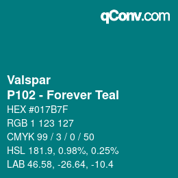 Farbcode: Valspar - P102 - Forever Teal | qconv.com