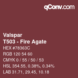 Color code: Valspar - T503 - Fire Agate | qconv.com