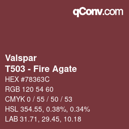 カラーコード: Valspar - T503 - Fire Agate | qconv.com