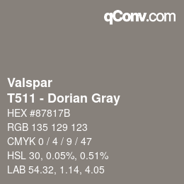 カラーコード: Valspar - T511 - Dorian Gray | qconv.com