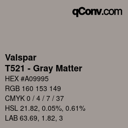 Code couleur: Valspar - T521 - Gray Matter | qconv.com