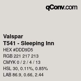 Código de color: Valspar - T541 - Sleeping Inn | qconv.com
