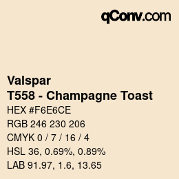 Color code: Valspar - T558 - Champagne Toast | qconv.com