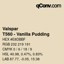 Code couleur: Valspar - T560 - Vanilla Pudding | qconv.com