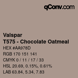 カラーコード: Valspar - T575 - Chocolate Oatmeal | qconv.com