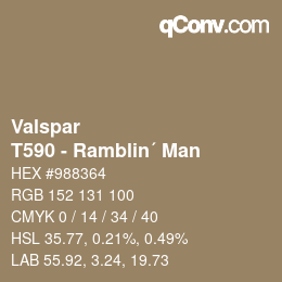 Color code: Valspar - T590 - Ramblin´ Man | qconv.com