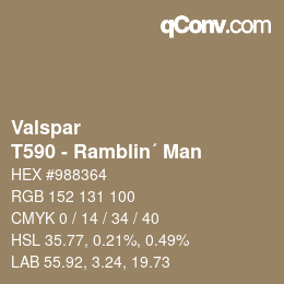 Código de color: Valspar - T590 - Ramblin´ Man | qconv.com