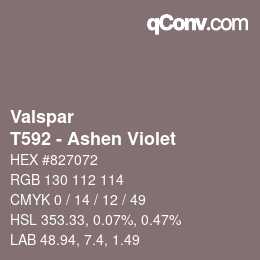 Color code: Valspar - T592 - Ashen Violet | qconv.com