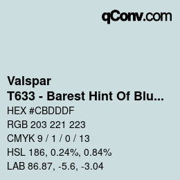 Color code: Valspar - T633 - Barest Hint Of Blue | qconv.com