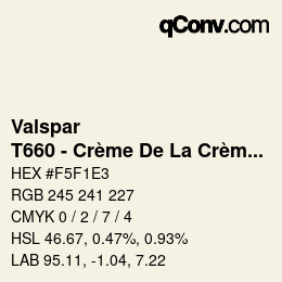 カラーコード: Valspar - T660 - Crème De La Crème | qconv.com