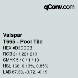 Código de color: Valspar - T665 - Pool Tile | qconv.com