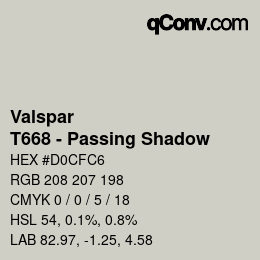 Código de color: Valspar - T668 - Passing Shadow | qconv.com