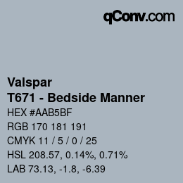 カラーコード: Valspar - T671 - Bedside Manner | qconv.com