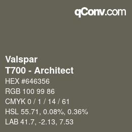 Color code: Valspar - T700 - Architect | qconv.com
