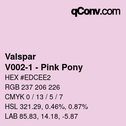 カラーコード: Valspar - V002-1 - Pink Pony | qconv.com