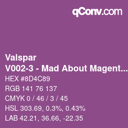 Code couleur: Valspar - V002-3 - Mad About Magenta | qconv.com