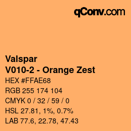 Color code: Valspar - V010-2 - Orange Zest | qconv.com