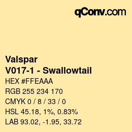 Código de color: Valspar - V017-1 - Swallowtail | qconv.com