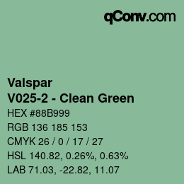 Color code: Valspar - V025-2 - Clean Green | qconv.com