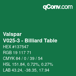 Color code: Valspar - V025-3 - Billiard Table | qconv.com