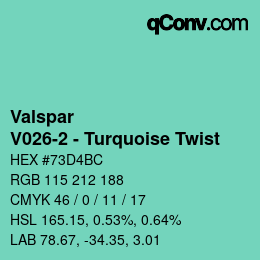 カラーコード: Valspar - V026-2 - Turquoise Twist | qconv.com
