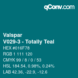 カラーコード: Valspar - V029-3 - Totally Teal | qconv.com