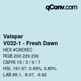 Color code: Valspar - V032-1 - Fresh Dawn | qconv.com