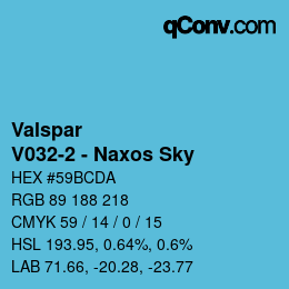 カラーコード: Valspar - V032-2 - Naxos Sky | qconv.com