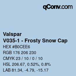 Color code: Valspar - V035-1 - Frosty Snow Cap | qconv.com