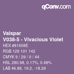 カラーコード: Valspar - V038-5 - Vivacious Violet | qconv.com
