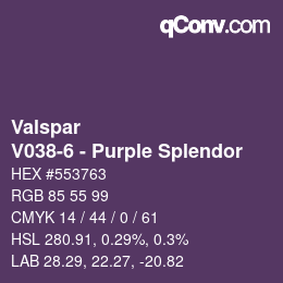 Color code: Valspar - V038-6 - Purple Splendor | qconv.com