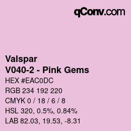 カラーコード: Valspar - V040-2 - Pink Gems | qconv.com
