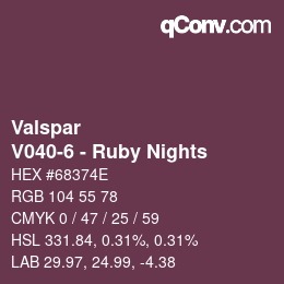 Color code: Valspar - V040-6 - Ruby Nights | qconv.com