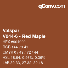 Código de color: Valspar - V044-6 - Red Maple | qconv.com
