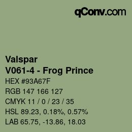 Color code: Valspar - V061-4 - Frog Prince | qconv.com