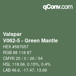 カラーコード: Valspar - V062-5 - Green Mantle | qconv.com
