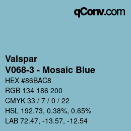 Color code: Valspar - V068-3 - Mosaic Blue | qconv.com