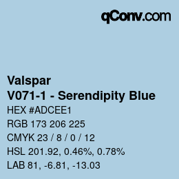 カラーコード: Valspar - V071-1 - Serendipity Blue | qconv.com