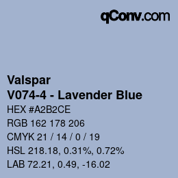 颜色代码: Valspar - V074-4 - Lavender Blue | qconv.com