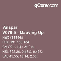 Color code: Valspar - V078-5 - Mauving Up | qconv.com