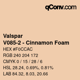 Código de color: Valspar - V085-2 - Cinnamon Foam | qconv.com