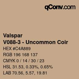 Color code: Valspar - V088-3 - Uncommon Coir | qconv.com
