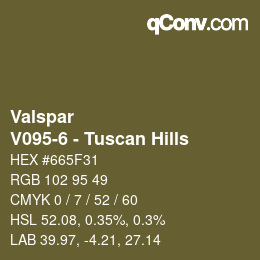 Color code: Valspar - V095-6 - Tuscan Hills | qconv.com