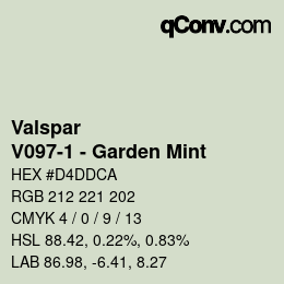 カラーコード: Valspar - V097-1 - Garden Mint | qconv.com