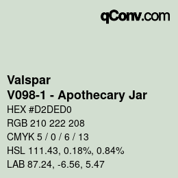 カラーコード: Valspar - V098-1 - Apothecary Jar | qconv.com
