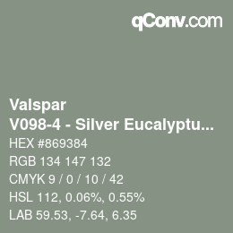 Color code: Valspar - V098-4 - Silver Eucalyptus | qconv.com