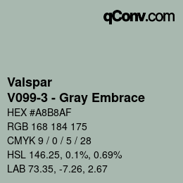 Color code: Valspar - V099-3 - Gray Embrace | qconv.com