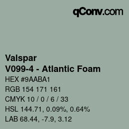 Color code: Valspar - V099-4 - Atlantic Foam | qconv.com