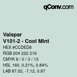 カラーコード: Valspar - V101-2 - Cool Mint | qconv.com