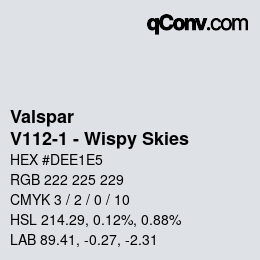 カラーコード: Valspar - V112-1 - Wispy Skies | qconv.com